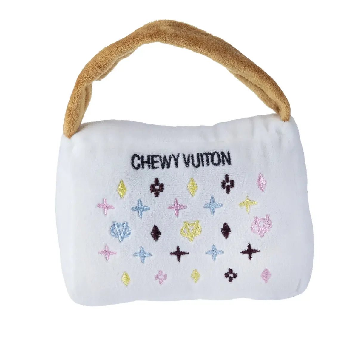 Haute Diggity Dog White Chewy Vuiton Handbag Plush Toys for Dogs - Talis Us