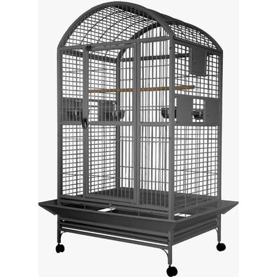 Large dome top bird cage with spacious interior and sturdy stand for pet birds