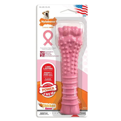 Nylabone Breast Cancer Awareness Chicken Dog Power Chew Toy - Talis Us