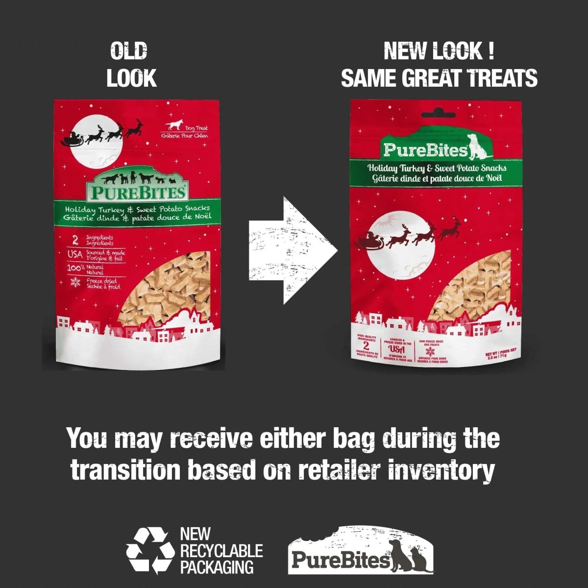 PureBites Holiday Turkey Sweet Potato Dog Treat 2.5 oz - Talis Us