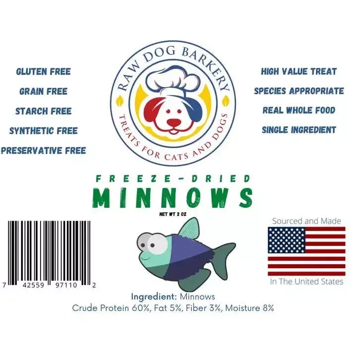 Raw Dog Barkery Minnows Freeze Dried Dog Treats Six pack 1oz packages - Talis Us