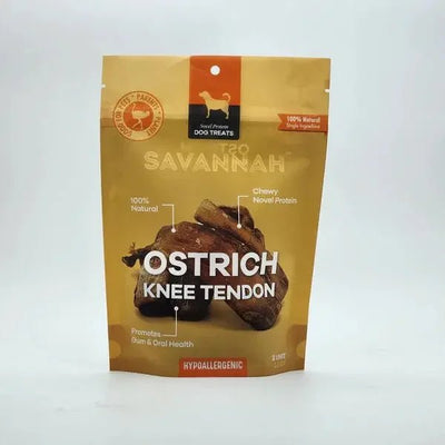Savannah Chewy Ostrich Knee Tendon. Long - lasting, Natural Dog Chew Treat - Talis Us