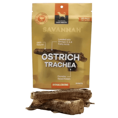 Savannah - Crunchy Ostrich Trachea Cuts. Light - weight, Natural Dog Chew Treat - Talis Us