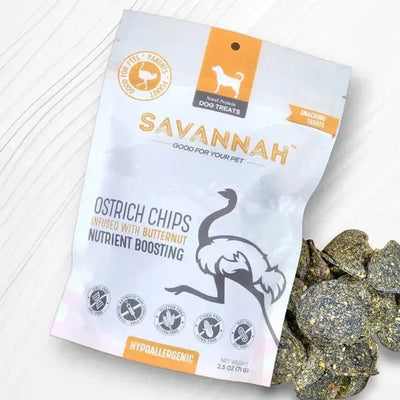 Savannah Hypoallergenic Ostrich Chips. Dog Treats with Nutritious Butternut 2.5oz - Talis Us