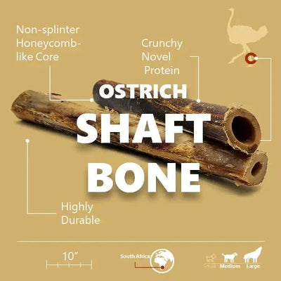 Savannah - Splinter - Free Ostrich Shaft Bone. Long - Lasting, Natural Dog Gnaw Treat - Talis Us