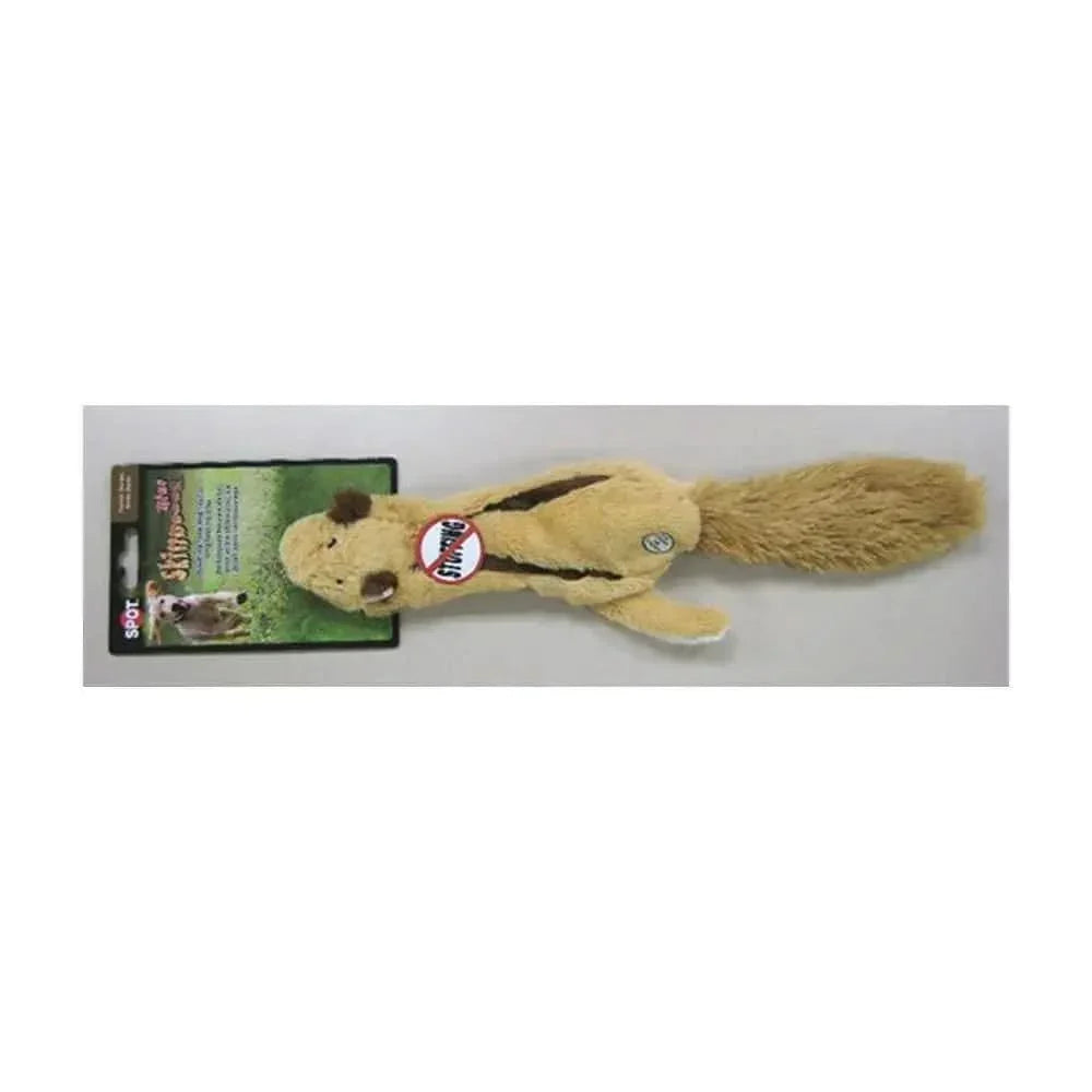 Spot® Skinneeez flying squirrel dog toy with squeaker, perfect for interactive playtime.